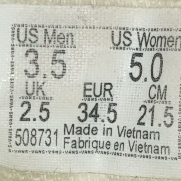 Vans Off The Wall Flower Themed Skateboard Sneakers Women's Size 5 Black,‎ Beige - Picture 8 of 8